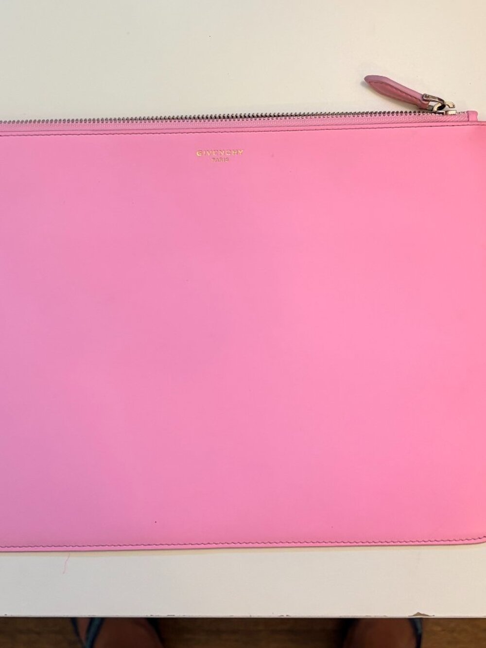 Givenchy Classic Flat Leather Zipper Pouch Clutch